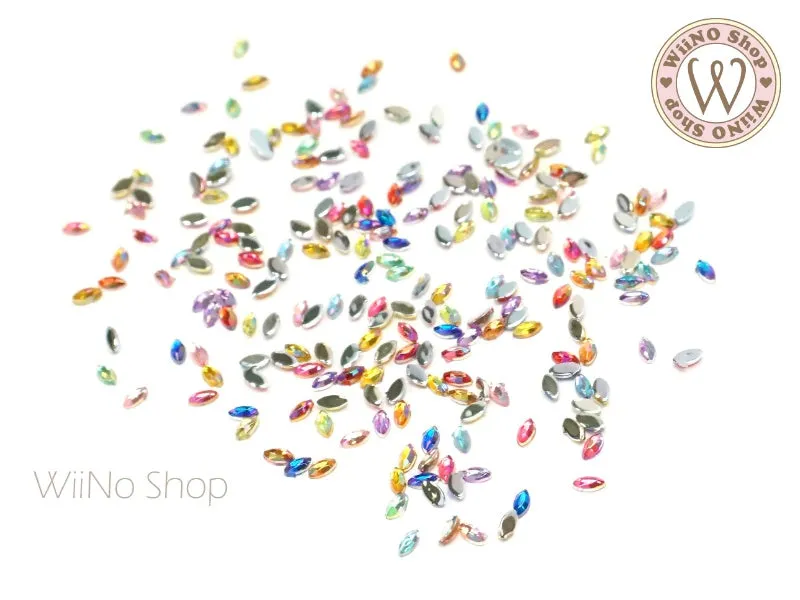 1.5x3mm AB Mix Colors Marquise Flatback Acrylic Rhinestone - 100 pcs