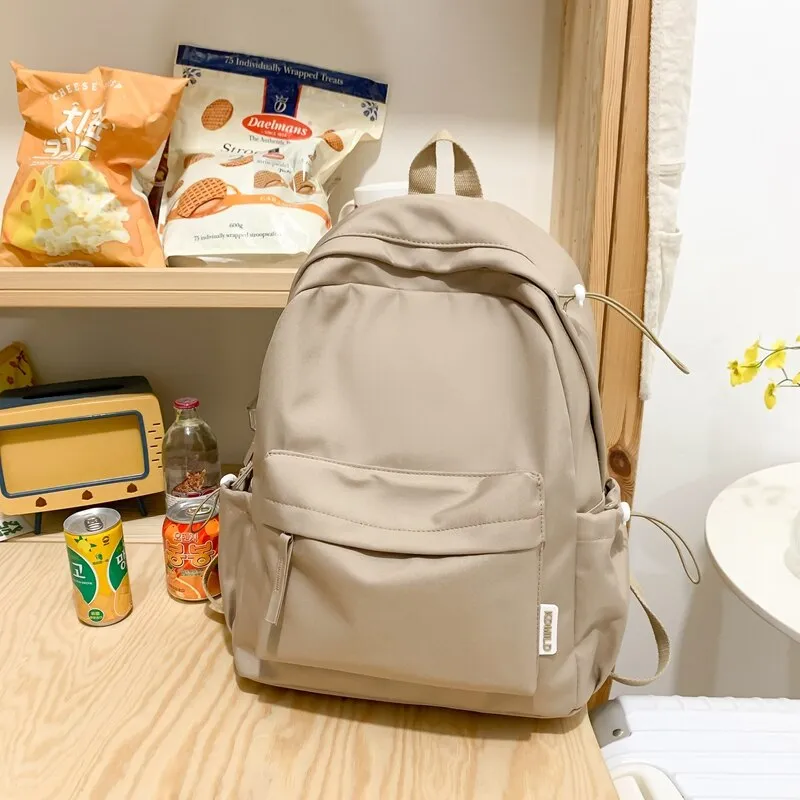 Back to school  Fashion Cute Teenager Bookbag Simple Solid Women Mochila Girls Pinkycolor Waterproof Schoolbag Backpack Nylon Rucksack
