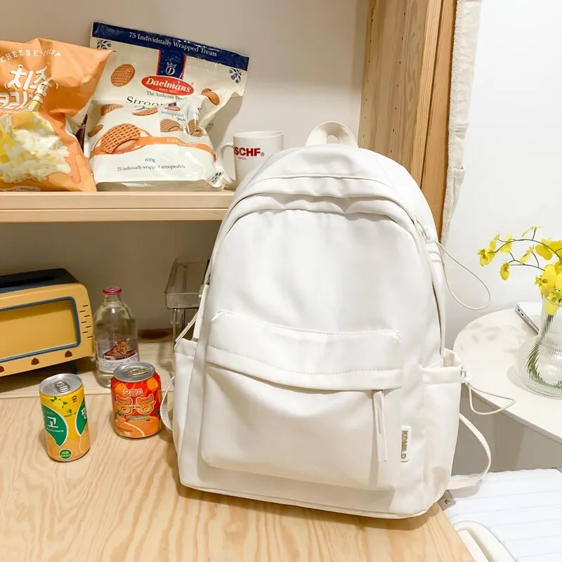 Back to school  Fashion Cute Teenager Bookbag Simple Solid Women Mochila Girls Pinkycolor Waterproof Schoolbag Backpack Nylon Rucksack