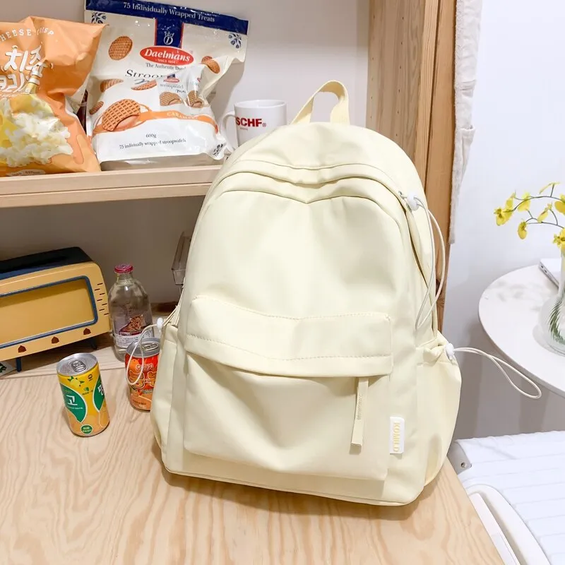 Back to school  Fashion Cute Teenager Bookbag Simple Solid Women Mochila Girls Pinkycolor Waterproof Schoolbag Backpack Nylon Rucksack