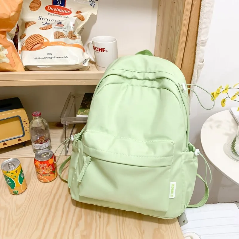 Back to school  Fashion Cute Teenager Bookbag Simple Solid Women Mochila Girls Pinkycolor Waterproof Schoolbag Backpack Nylon Rucksack