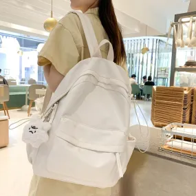 Back to school  Fashion Cute Teenager Bookbag Simple Solid Women Mochila Girls Pinkycolor Waterproof Schoolbag Backpack Nylon Rucksack
