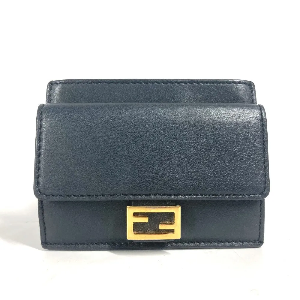 FENDI Card Case 8M0423 leather black name card holder Baguette Card Case Women Used