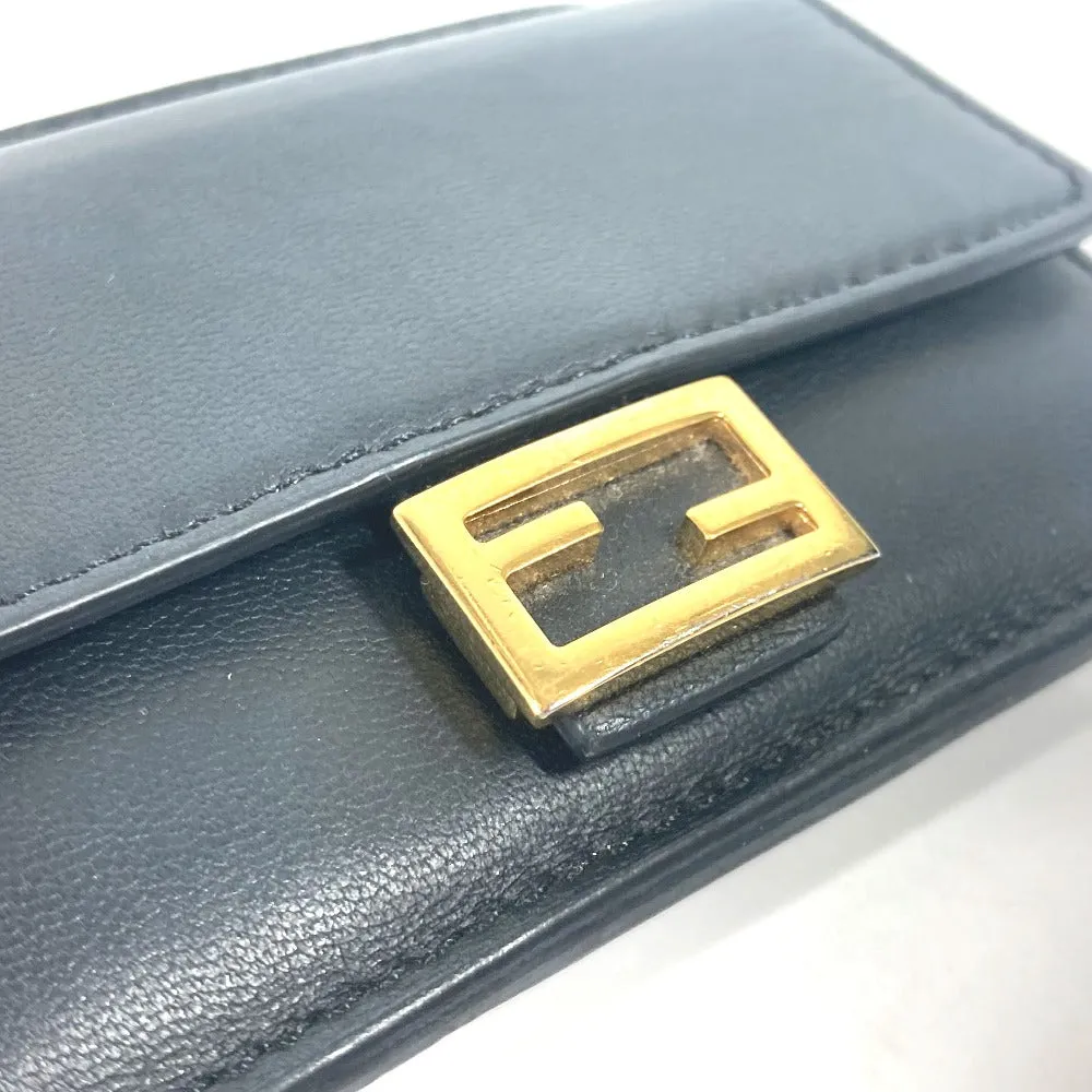 FENDI Card Case 8M0423 leather black name card holder Baguette Card Case Women Used