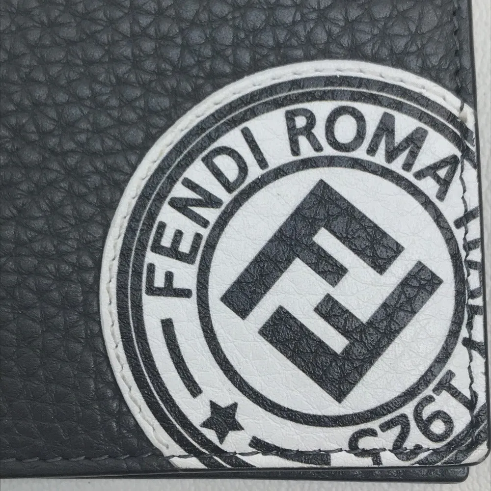 FENDI Folded wallet 7M0169 A4NR Calf leather dark gray x white FF logo stamp mens Used