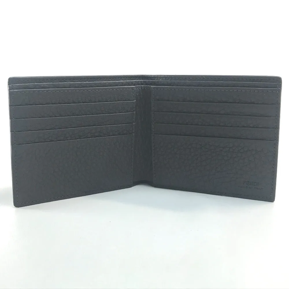 FENDI Folded wallet 7M0169 A4NR Calf leather dark gray x white FF logo stamp mens Used