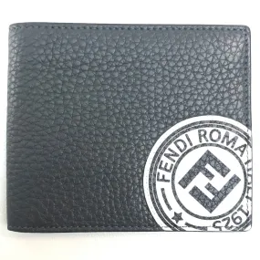 FENDI Folded wallet 7M0169 A4NR Calf leather dark gray x white FF logo stamp mens Used