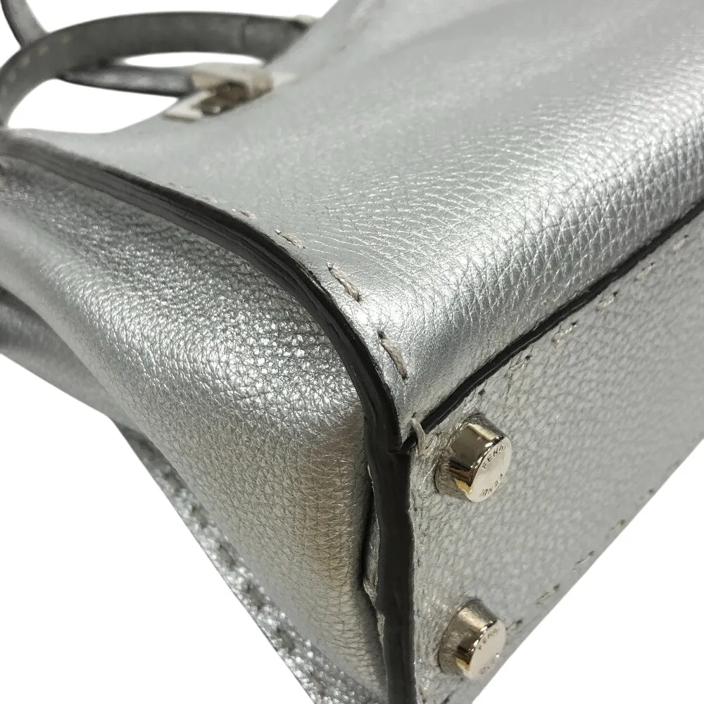 FENDI Handbag 8BN244 leather Silver Mini Pea Kaboo 2way