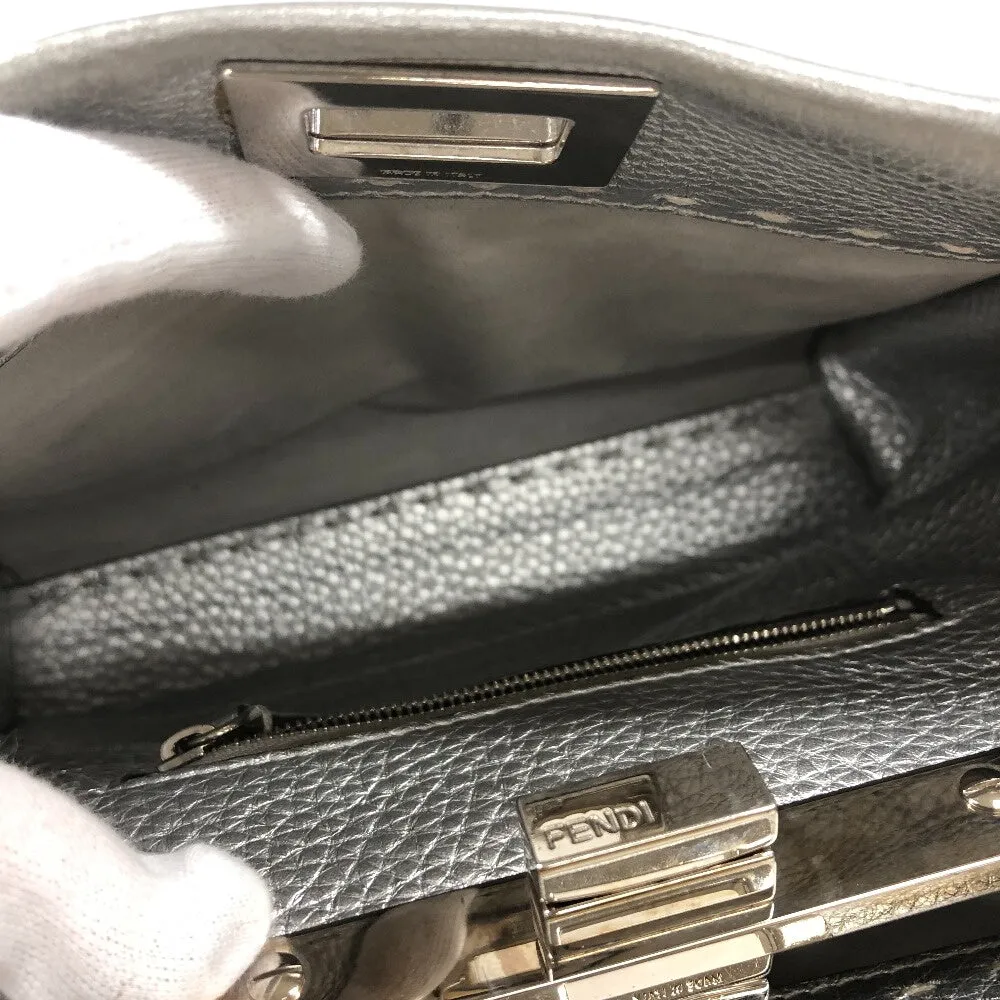 FENDI Handbag 8BN244 leather Silver Mini Pea Kaboo 2way