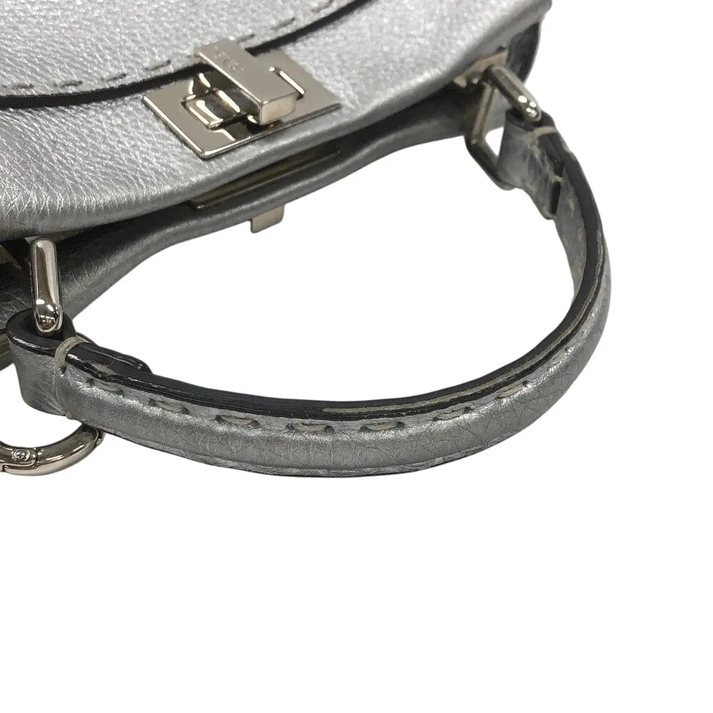 FENDI Handbag 8BN244 leather Silver Mini Pea Kaboo 2way