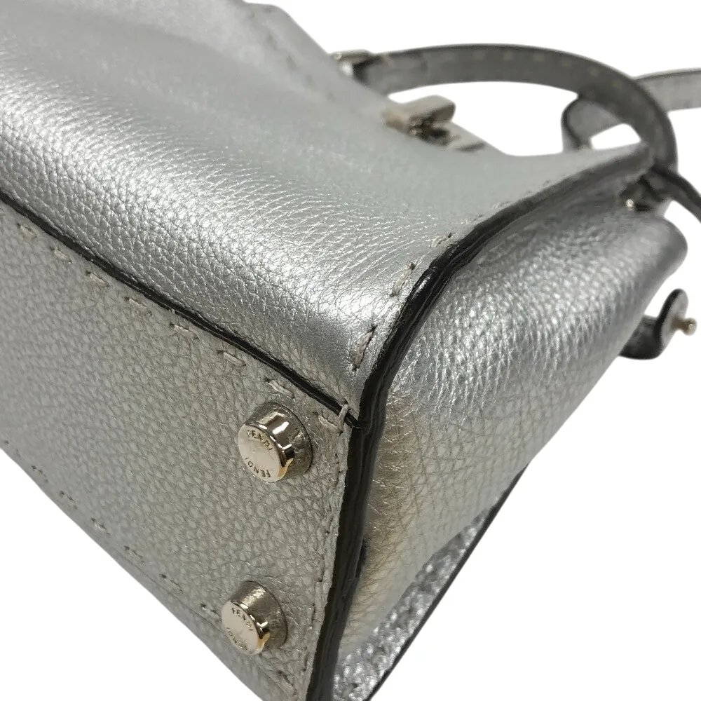 FENDI Handbag 8BN244 leather Silver Mini Pea Kaboo 2way