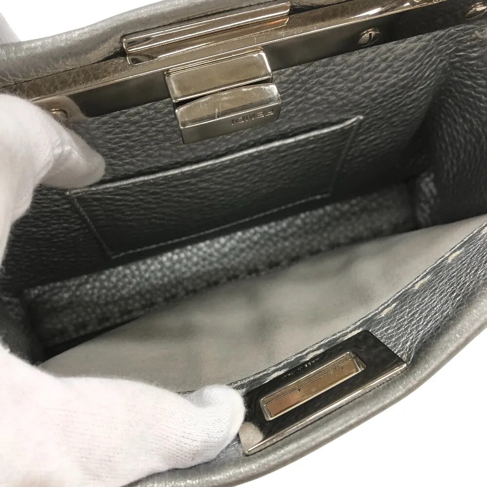 FENDI Handbag 8BN244 leather Silver Mini Pea Kaboo 2way