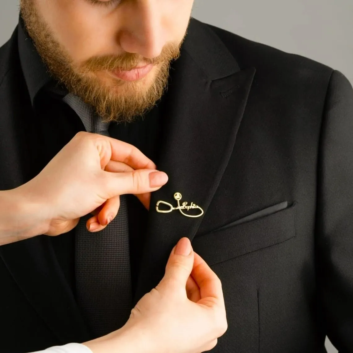 Heart Stethoscope Name Brooch