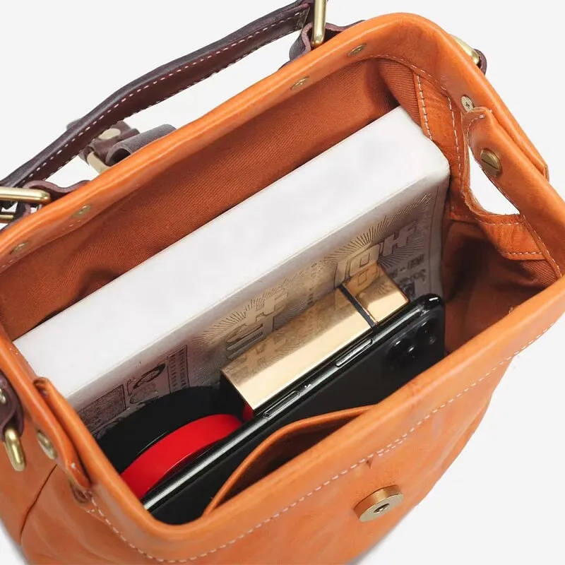 Literary Vintage Vegetable Tanned Cowhide Leather Doctor's Bag