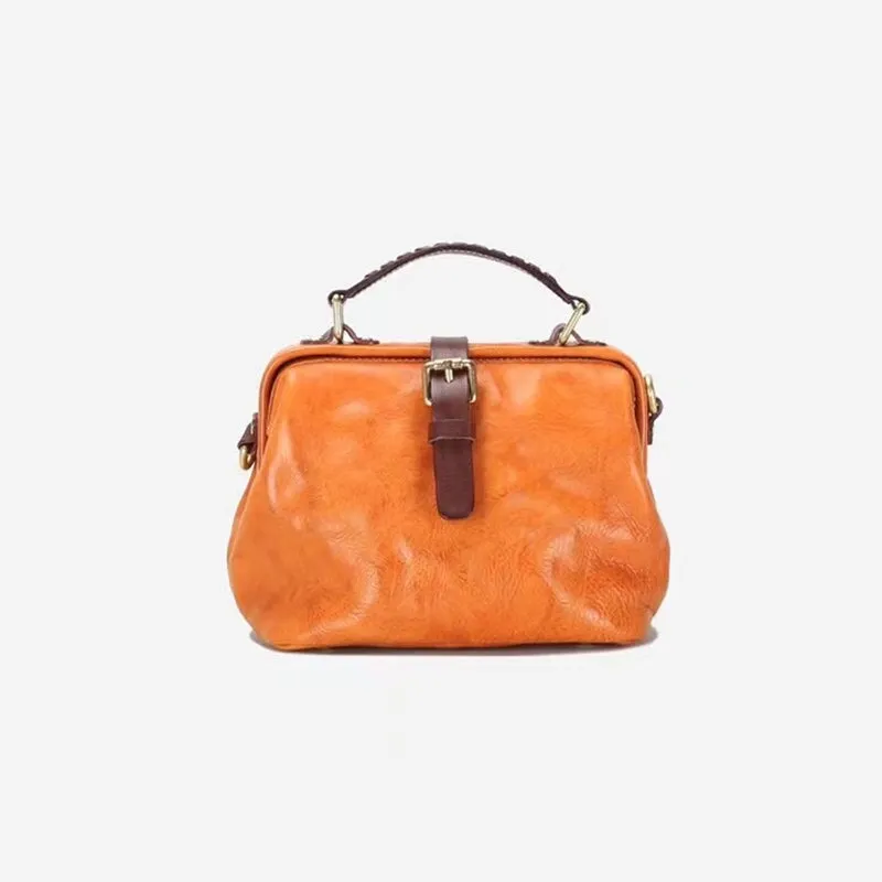 Literary Vintage Vegetable Tanned Cowhide Leather Doctor's Bag