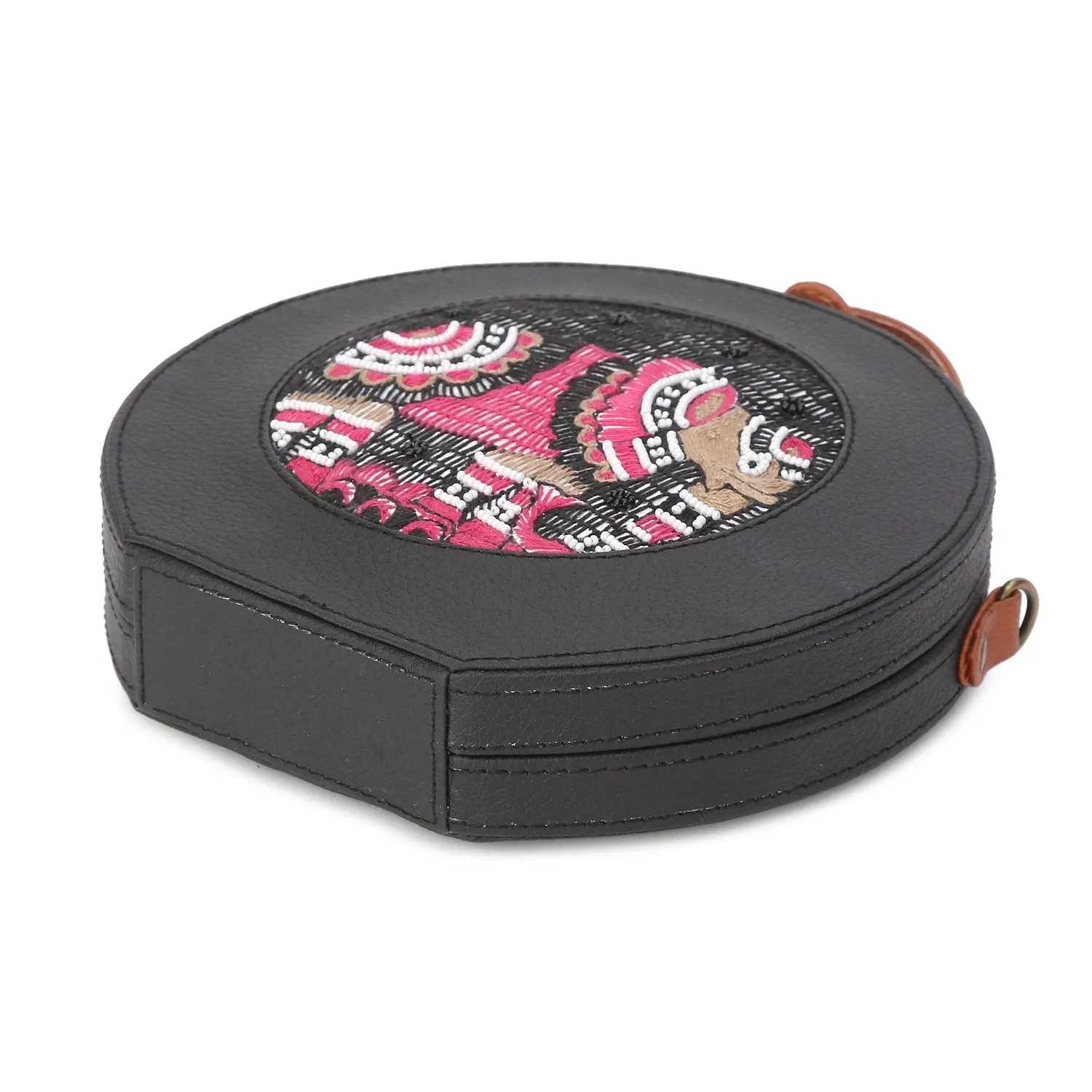 Madhubani Elephant women Hand Embroidered crossbody Sling Bag