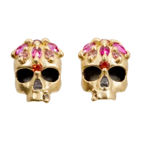 Pink Enchanted City Skull Stud Earrings - Made to Order