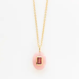 Pink Opal & Tourmaline Pendant Necklace