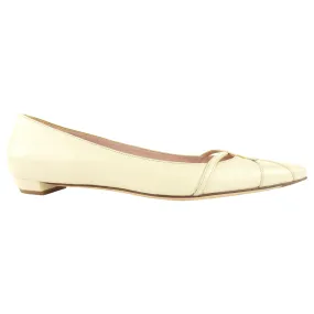 Prada Ivory Leather Pointed Toe Flats - 38.5